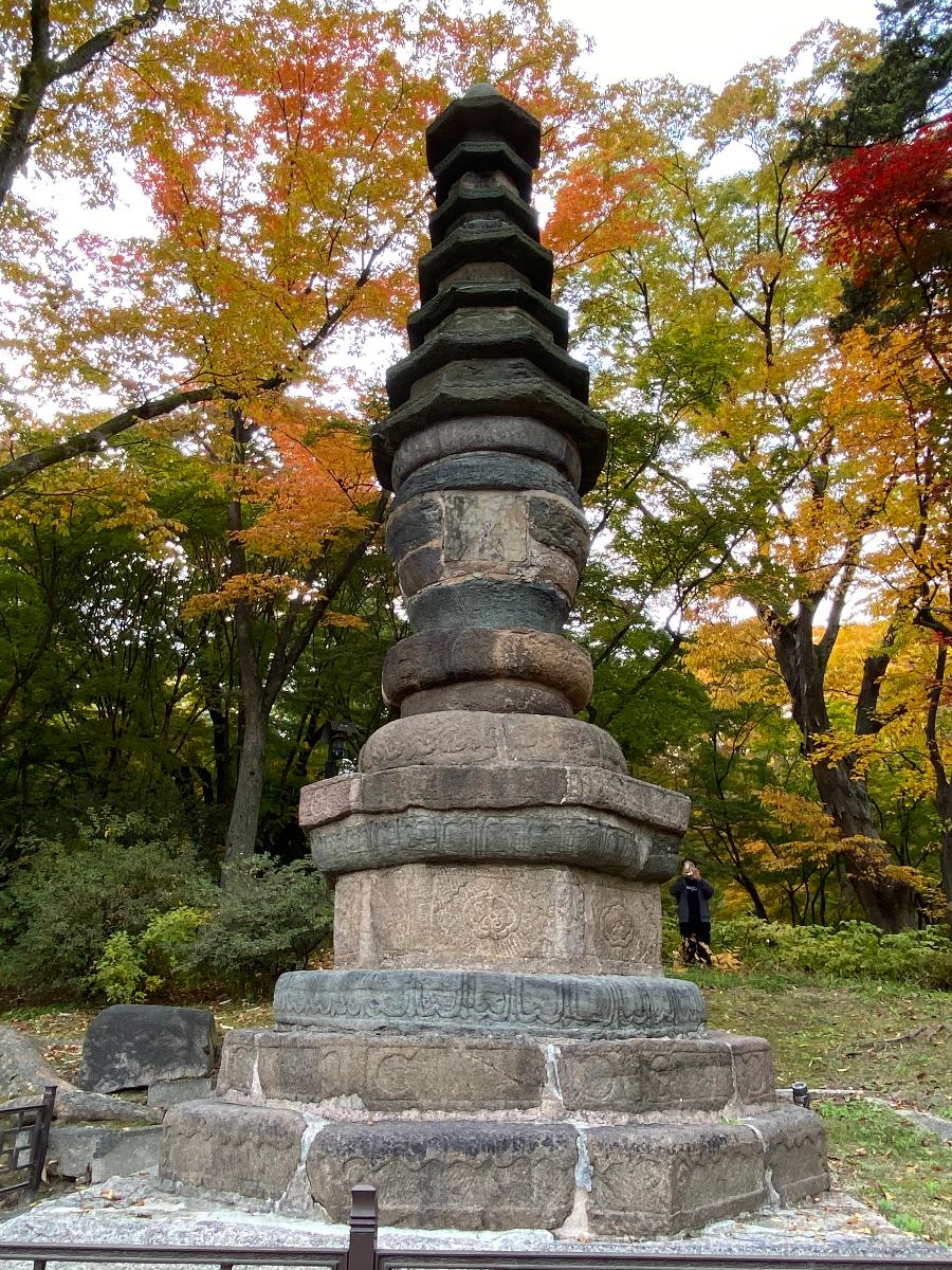 팔각칠층석탑 : 춘당지를 따라 왼쪽으로 걸어가다 보면 팔각칠층석탑이 보인다. 이 탑은 일제 강점기 이왕가박물관을 만들 때 만주(滿洲)에서 가지고 온 상인으로부터 매입하여 세운 것으로 알려져 있으며, 라마식 탑으로 중국 명나라(1470년)때 만들어졌다는 글귀가 탑신에 들어있다. 기단은 사각형의 지대석과 팔각의 2중 기단으로 되어 있다(출처:문화재청 궁능유적본부 창경궁관리소)