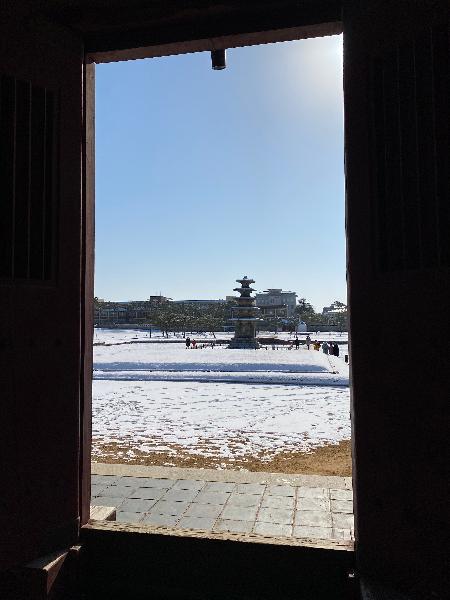 정림사지 강당에서 바라본 정림사지오층석탑(扶餘定林寺址五層石塔)